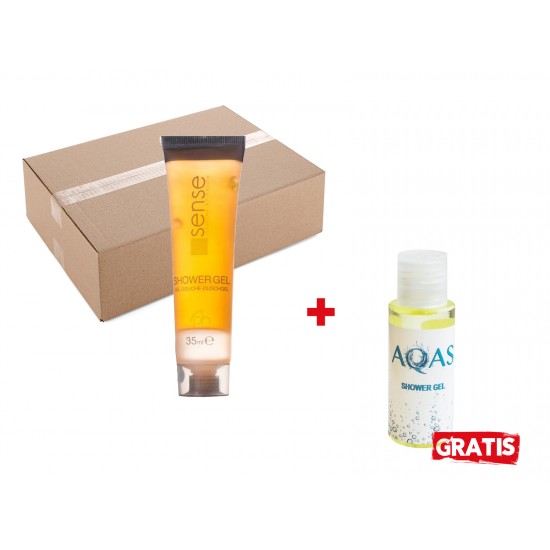 Pachet 1x bax Gel De Dus 35 Ml - Sense, 35ml si GRATUIT 50 buc Gel de dus cu glicerina - AQAS, 35ml 