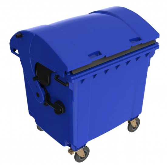 Eurocontainer din material plastic 1100 l albastru cu capac rotund - Transport Inclus