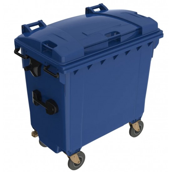 Eurocontainer plastic, 770 L, albastru, capac plat- Transport Inclus