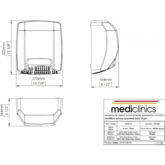 Uscator de maini MEDIFLOW, alb, actionare cu senzor, Medclinics