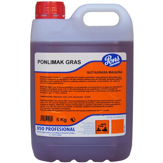 PONLIMAK GRAS Automat -Degresant puternic pentru masinile de spalat pardoseli, 5L, Asevi