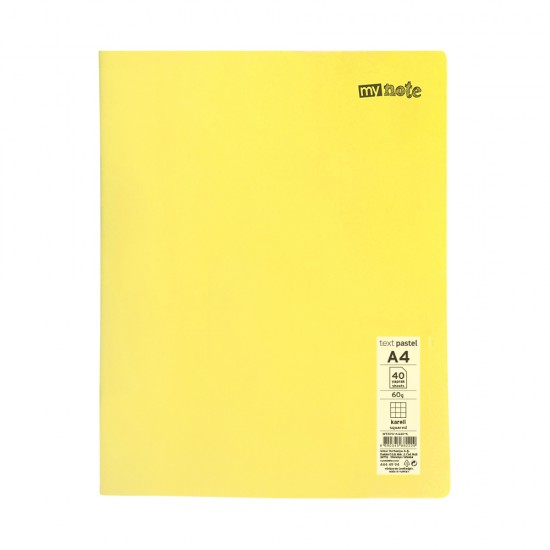 Caiet capsat Mynote, format A4, 40 file offset 60 g/mp, liniatura matematica, coperta PP pastel, mix de 8 culori