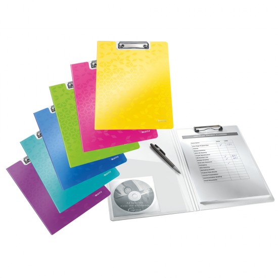 Clipboard Leitz WOW, dublu, polyfoam, A4, 100 coli, turcoaz 