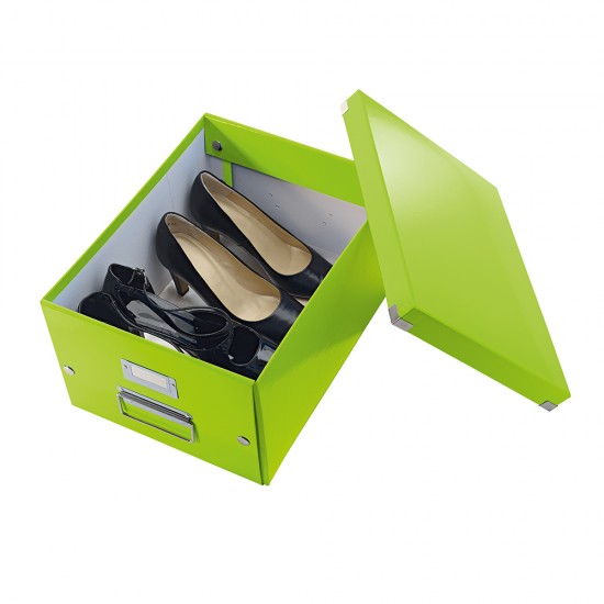 Cutie depozitare Leitz WOW Click & Store, carton laminat, medie, usor de asamblat verde