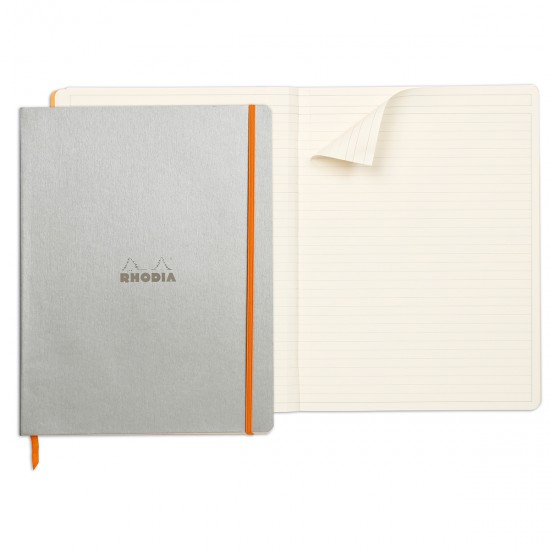 Notebook  A4+ Rhodiarama, 80 file, ivory dictando, argintiu