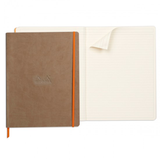 Notebook  A4+ Rhodiarama, 80 file, ivory dictando, taupe