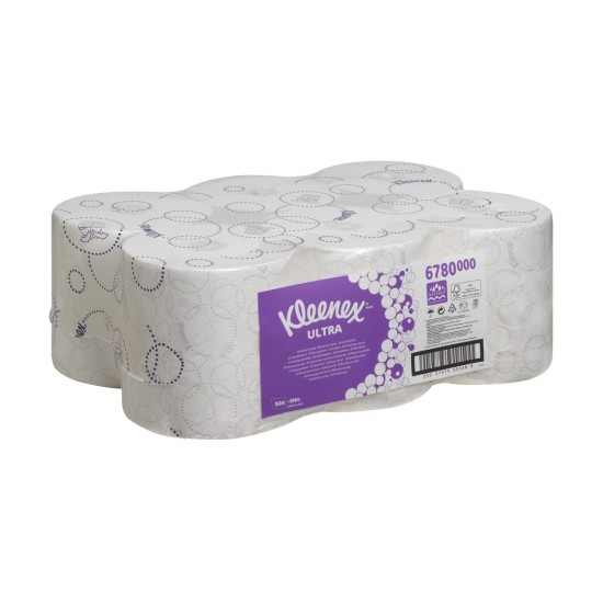 Rola prosop Kimberly-Clark  Kleenex Ultra, premium, autocut, 600 portii, alba, 6 role/bax