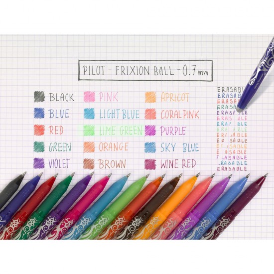 Roller cu gel Pilot Frixion Ball, fara mecanism, 0.7 mm, negru