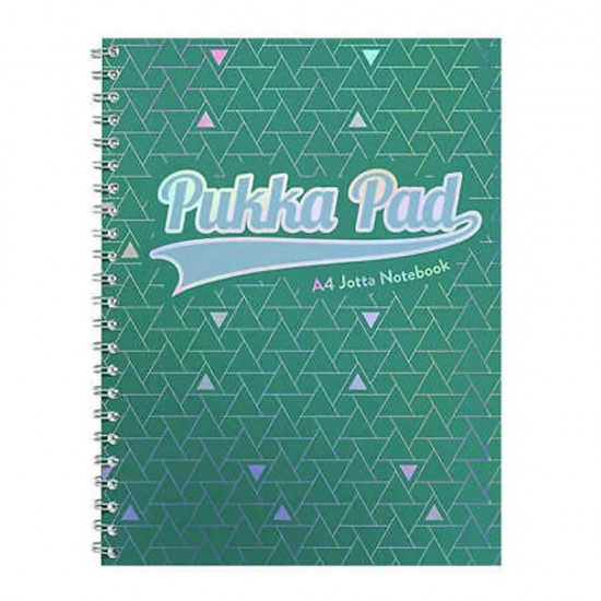 Caiet A4 cu spira Pukka Pads Glee, dictando, 200 pagini, verde