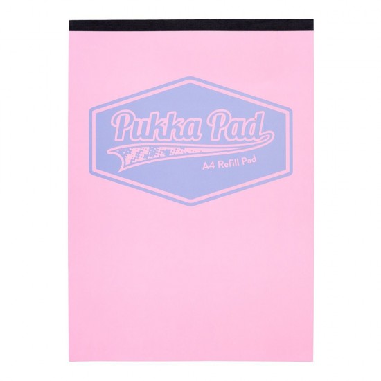 Caiet Pukka Pad Pastel, A4, 160 pagini, dictando, roz