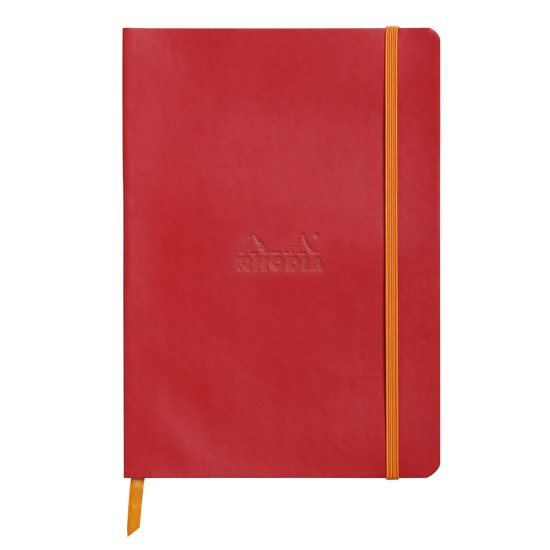 Notebook A5 Rhodiarama, 80 file, ivory, dictando, rosu