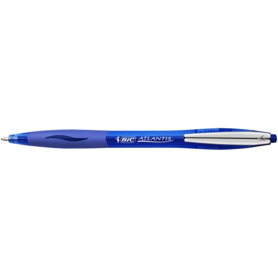 Pix cu mecanism BIC, Atlantis Clic Metal, 0.4 mm, scriere albastra