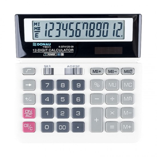 Calculator de birou Donau Tech, 155 x 152 x 28 mm, 12 digiti, alb