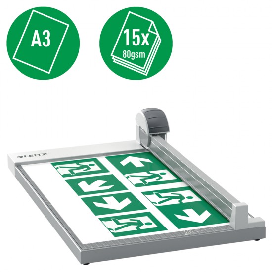 Trimmer Leitz Office Precision, A3, 15 coli, gri