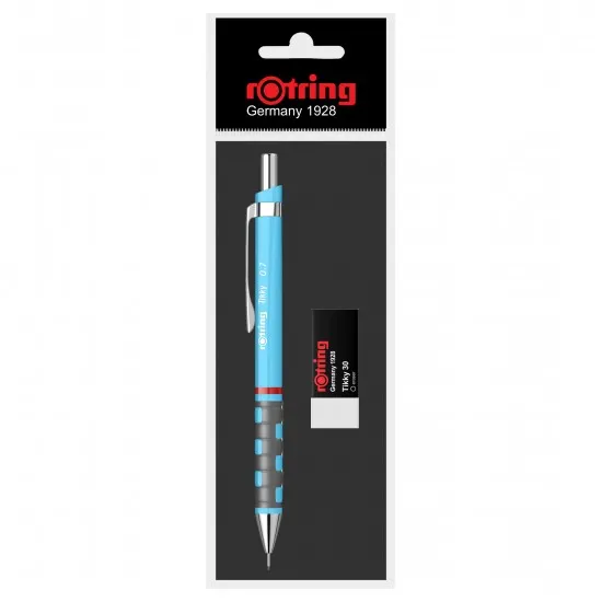 Set creion mecanic Rotring Tikky 0.7 mm + radiera, diverse culori