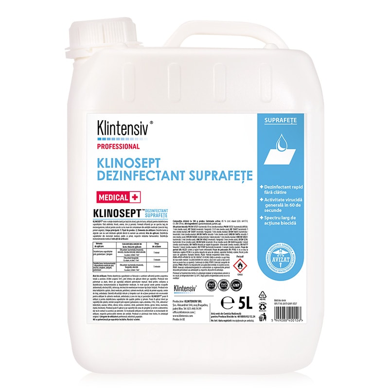 KLINOSEPT™ – Dezinfectant rapid pentru suprafete RTU – pe baza de alcool 5 litri