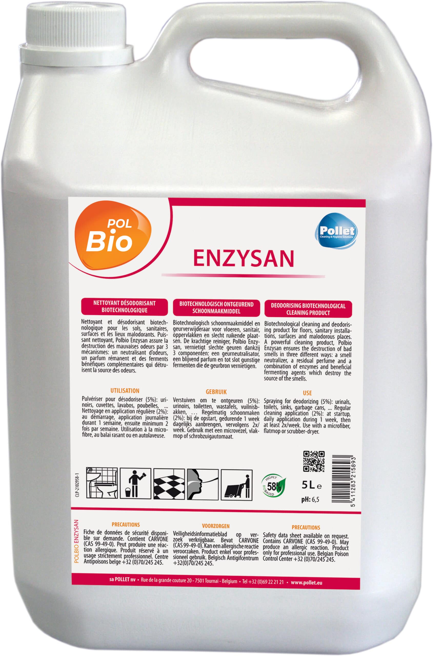 POLBIO ENZYSAN Detergent pentru pardoseli si suprafete 5L -EXP1