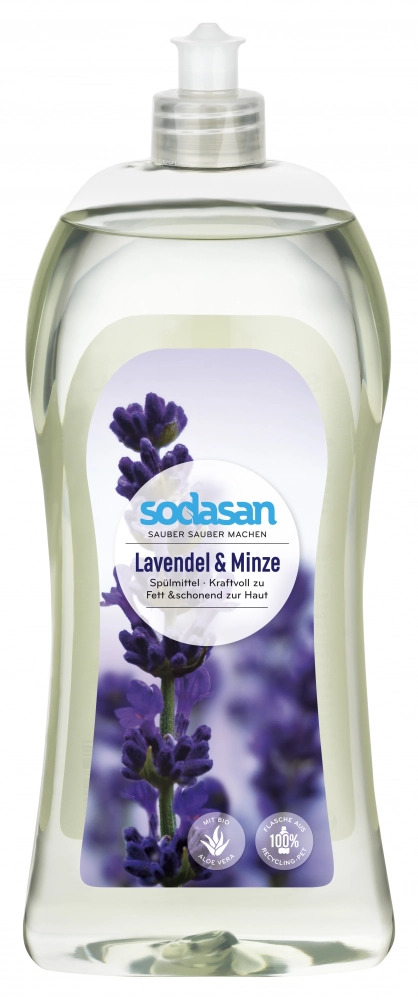 Detergent vase lichid bio lavanda si menta 1L Sodasan