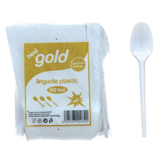 Lingurite pentru desert din plastic GOLD 100 buc/set