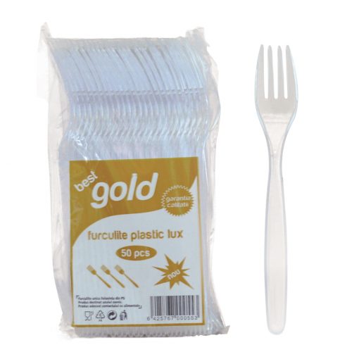 Furculite din plastic Lux GOLD 100 buc/set