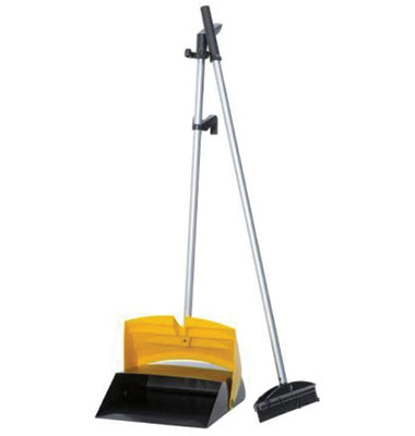 SET MATURA-RACLETA CU MANER SI FARAS ANTRACIT/GALBEN - DUSTPAN DES VERMOP