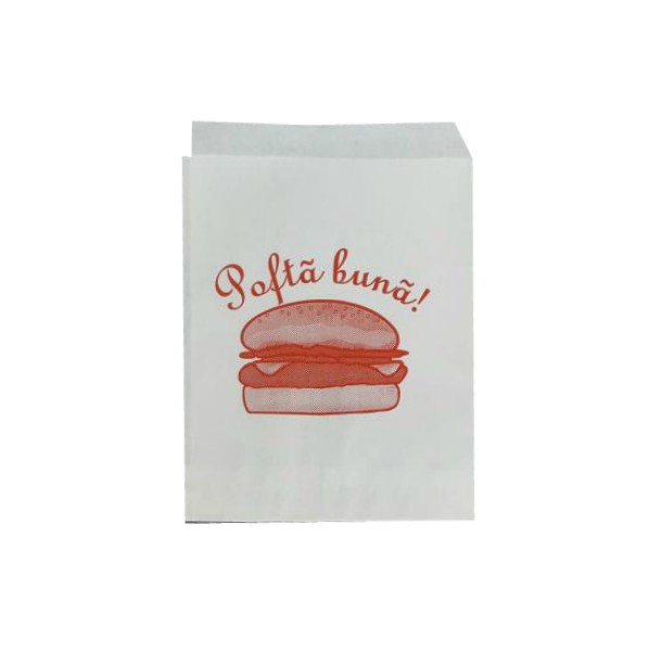 Set de 2000 bucati Coltare hartie punga alimentara model Burger 14.5x19cm