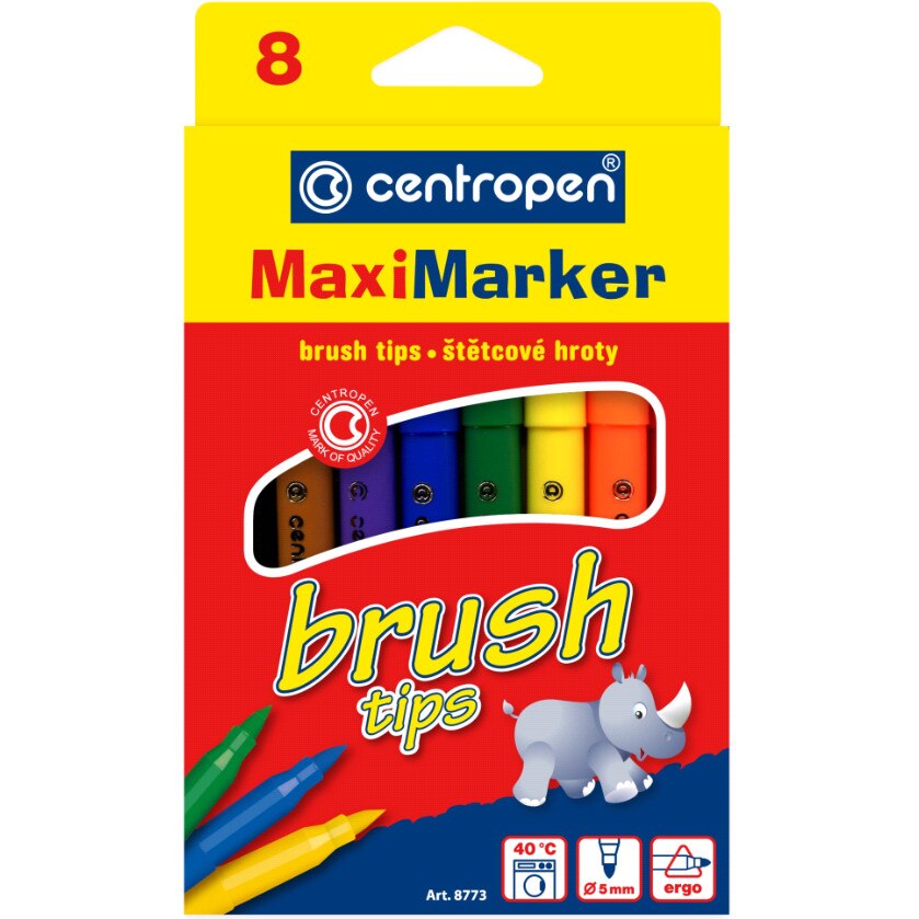 Marker Centropen 8773 Brush - 8 culori/set