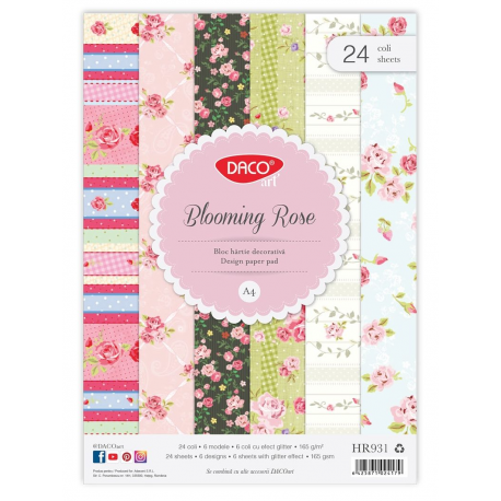 Hartie decorativa a4 24 coli blooming rose daco hr931