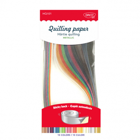 Hartie quilling aa metalizata 42.5x0.5cm 100/set daco hq101