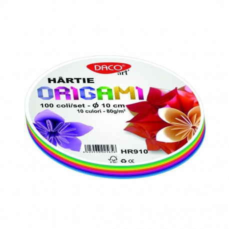 Hartie origami rotunda 10cm 100/set daco hr910