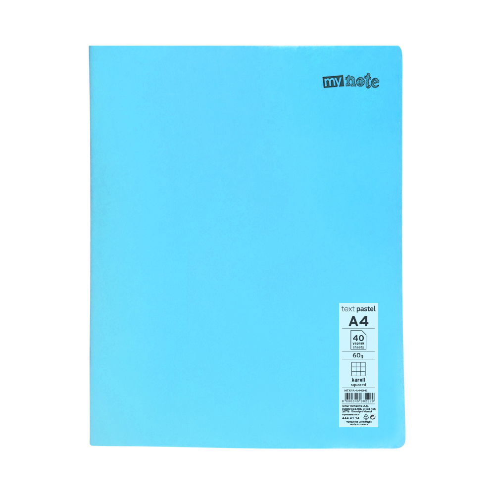 Caiet capsat Mynote format A4 40 file offset 60 g/mp liniatura matematica coperta PP pastel mix de 8 culori