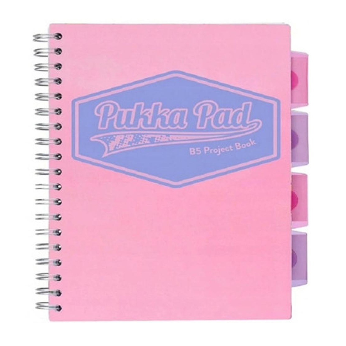 Caiet cu spirala si 4 separatoare Pukka Pad Project Book Pastel PP B5 200 pagini matematica roz