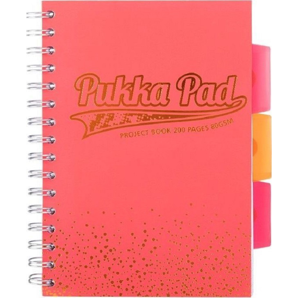 Caiet cu spirala si separatoare Pukka Pad Project Book Blush 200 pagini A5 matematica coral