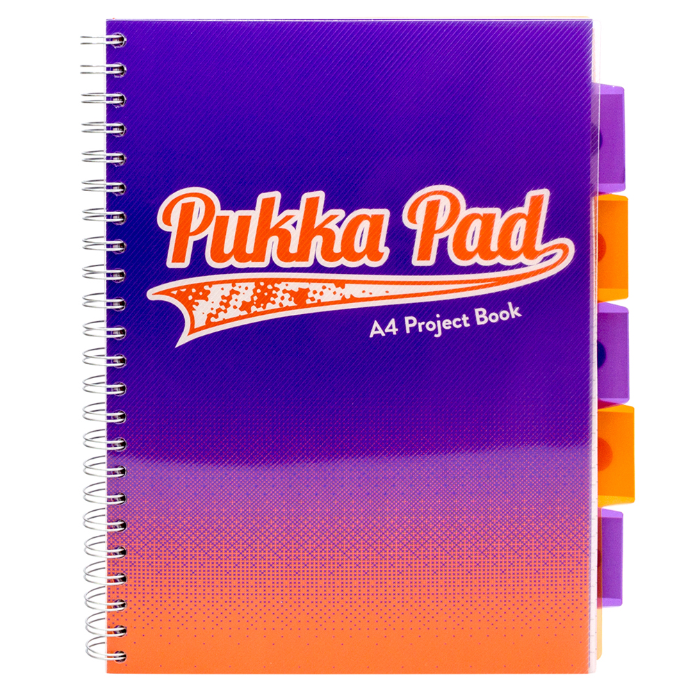 Caiet cu spirala si separatoare Pukka Pad Project Book Fusion A4 200 pagini matematica mov