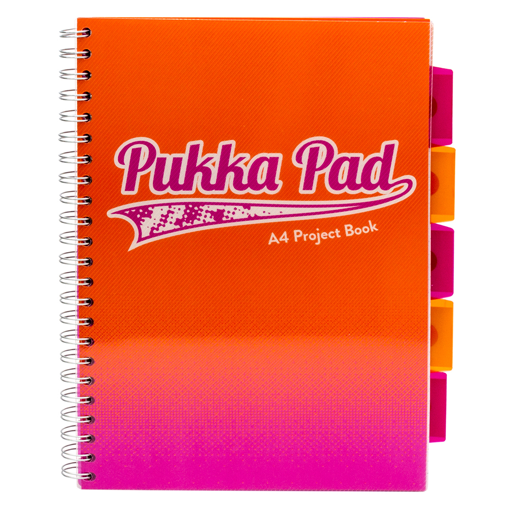 Caiet cu spirala si separatoare Pukka Pad Project Book Fusion  A4  200 pagini  matematica  portocaliu