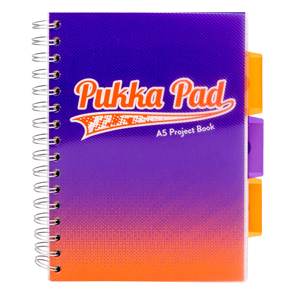 Caiet cu spirala si separatoare Pukka Pad Project Book Fusion A5 200 pagini matematica mov