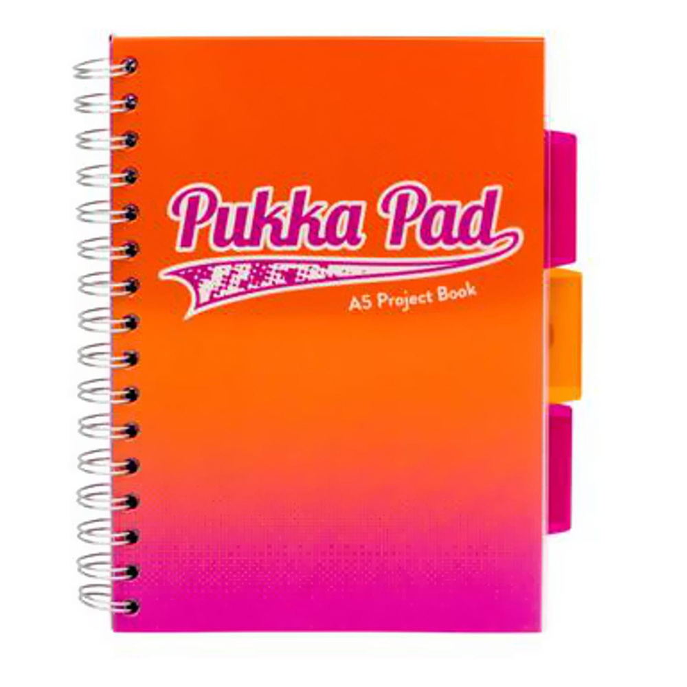 Caiet cu spirala si separatoare Pukka Pad Project Book Fusion A5 200 pagini matematica portocaliu