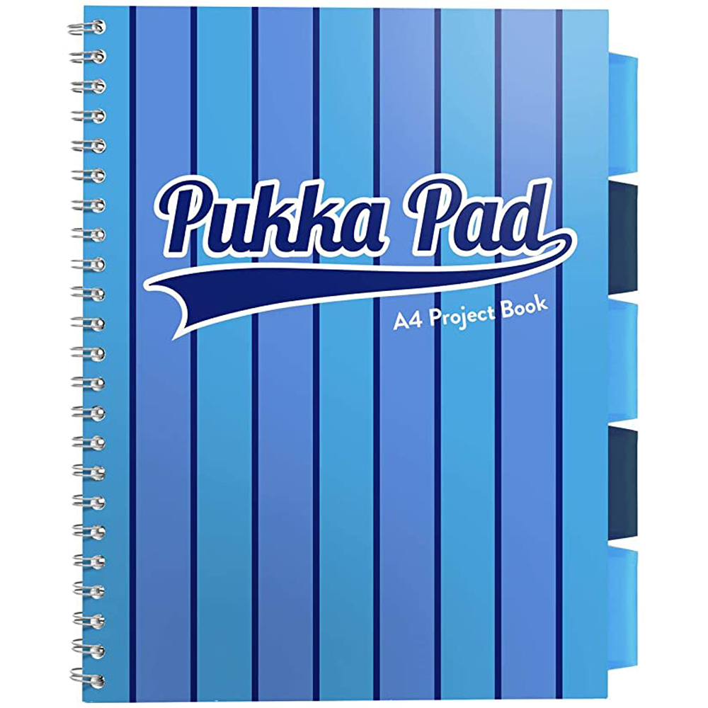 Caiet cu spirala si separatoare Pukka Pad Project Book Vogue  A4  200 pagini  dictando  albastru