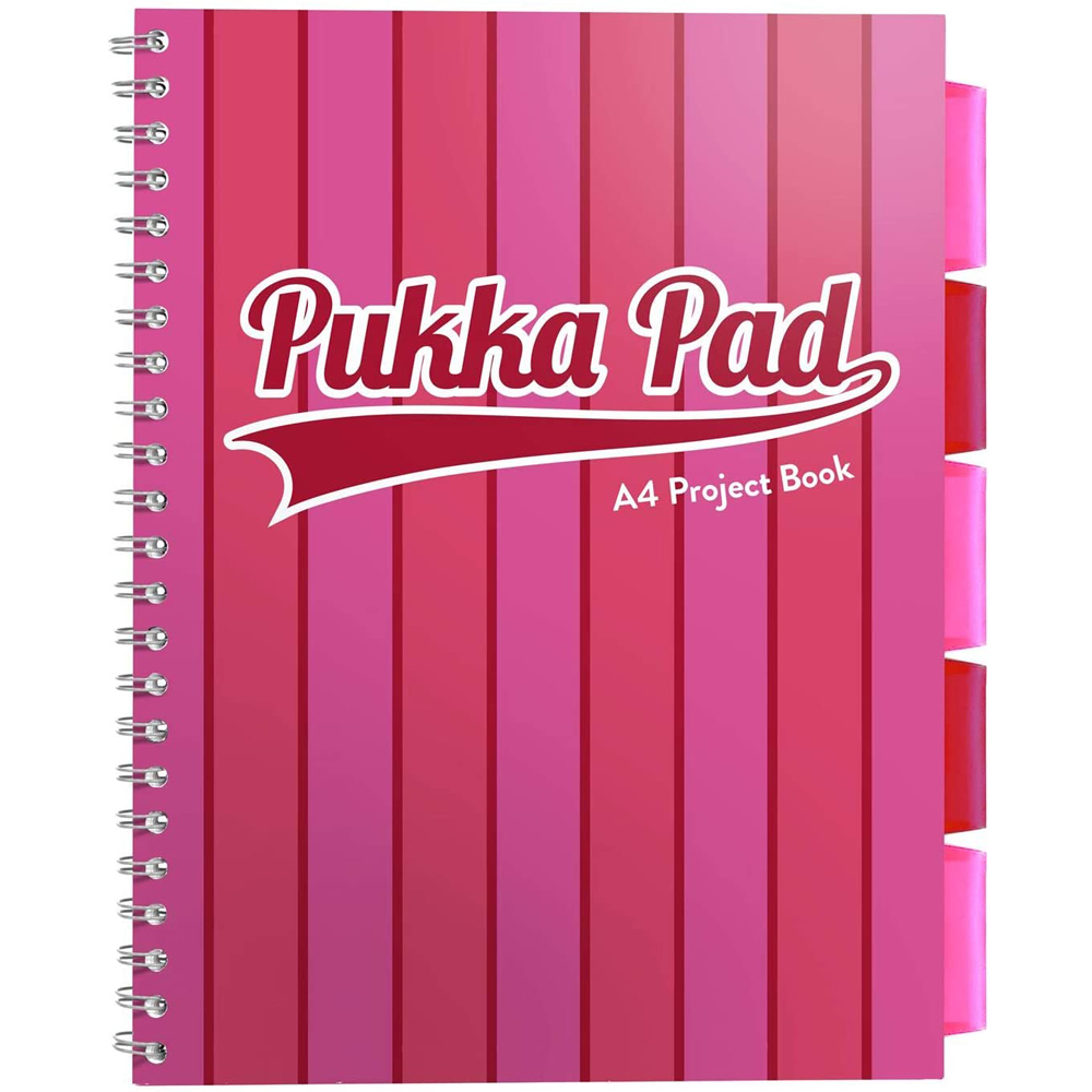 Caiet cu spirala si separatoare Pukka Pad Project Book Vogue  A4  200 pagini  dictando  roz