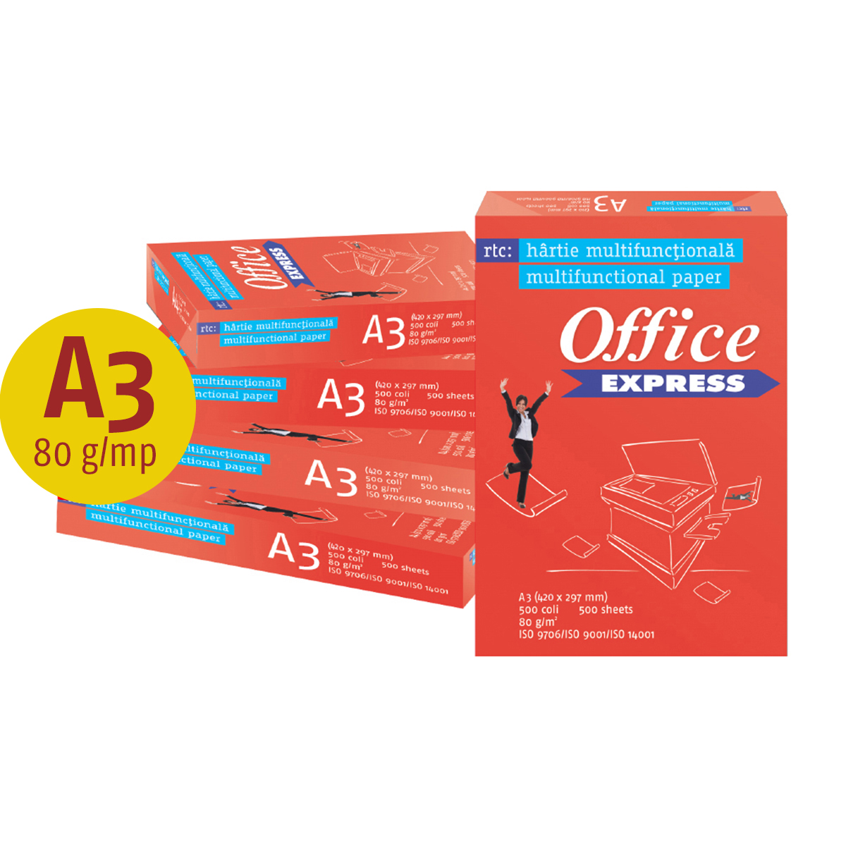 Hartie copiator Office Express A3 80 g/mp 500 coli/top 5 topuri/cutie