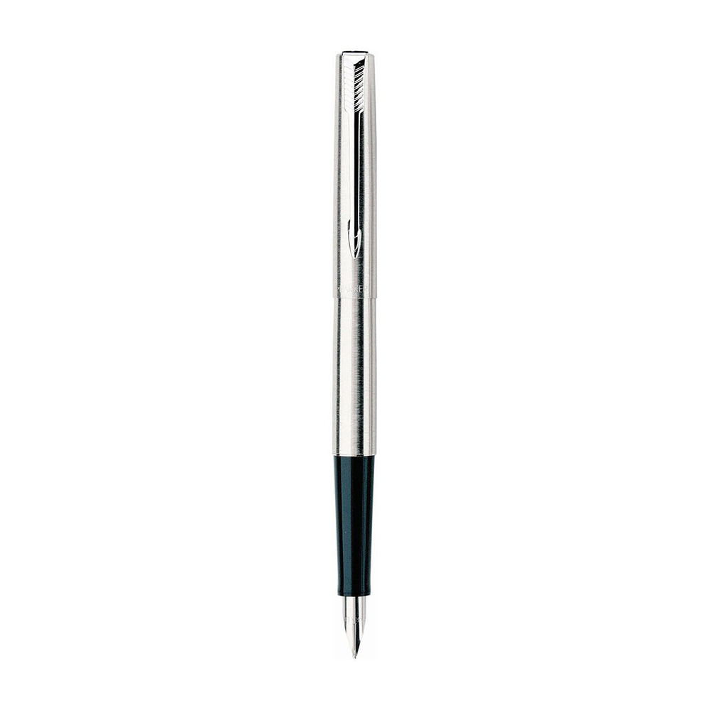 Stilou Parker Jotter penita varf mediu corp inox accesorii cromate