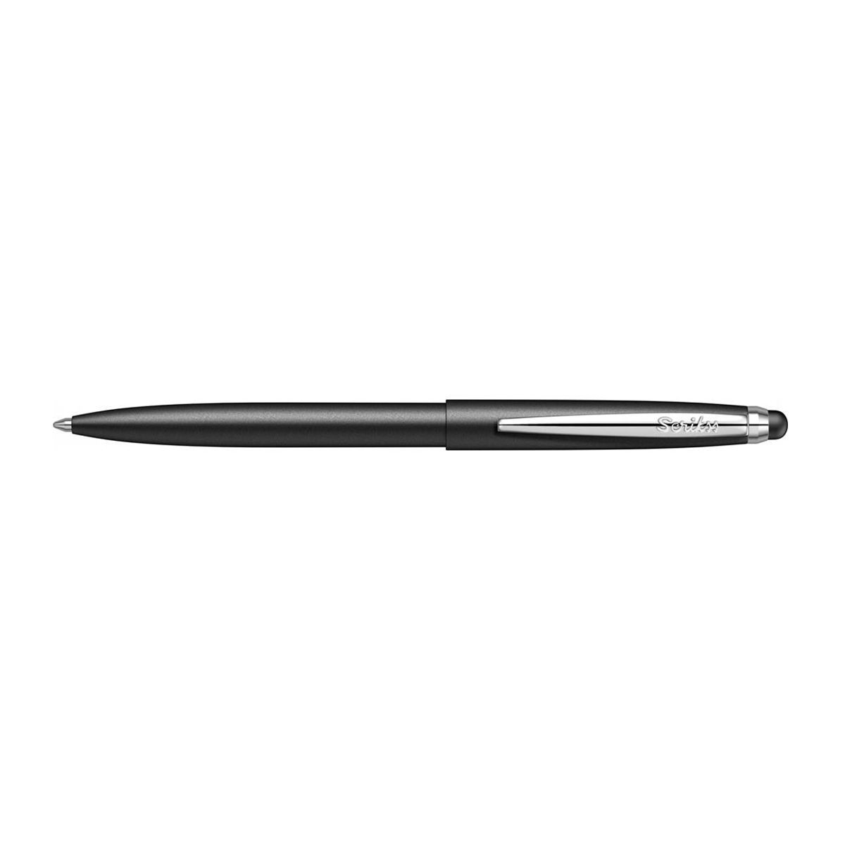 Pix cu mecanism Scrikss Stylus Matt Black negru touch vf M scriere albastra