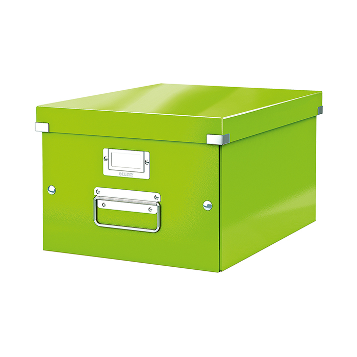 Cutie depozitare Leitz WOW Click & Store  carton laminat  medie  usor de asamblat verde