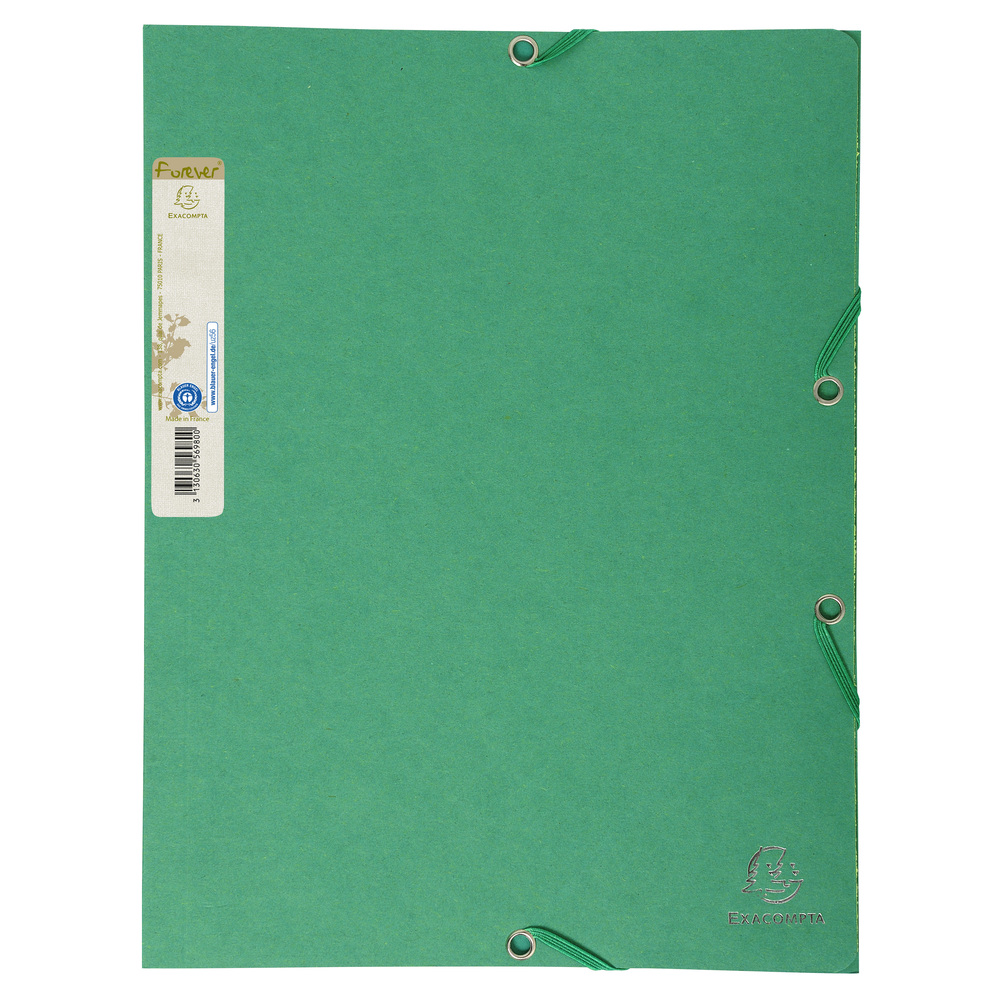 Dosar plic Exacompta Aquarel  A4  carton reciclat  inchidere elastic  verde