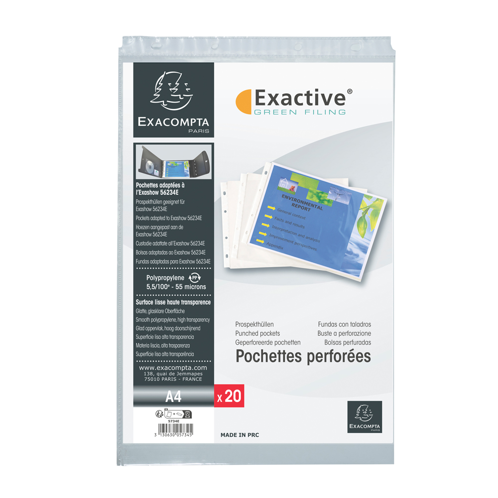 File protectie Exacompta Exactive PP cristal landscape A4 20 bucati/set