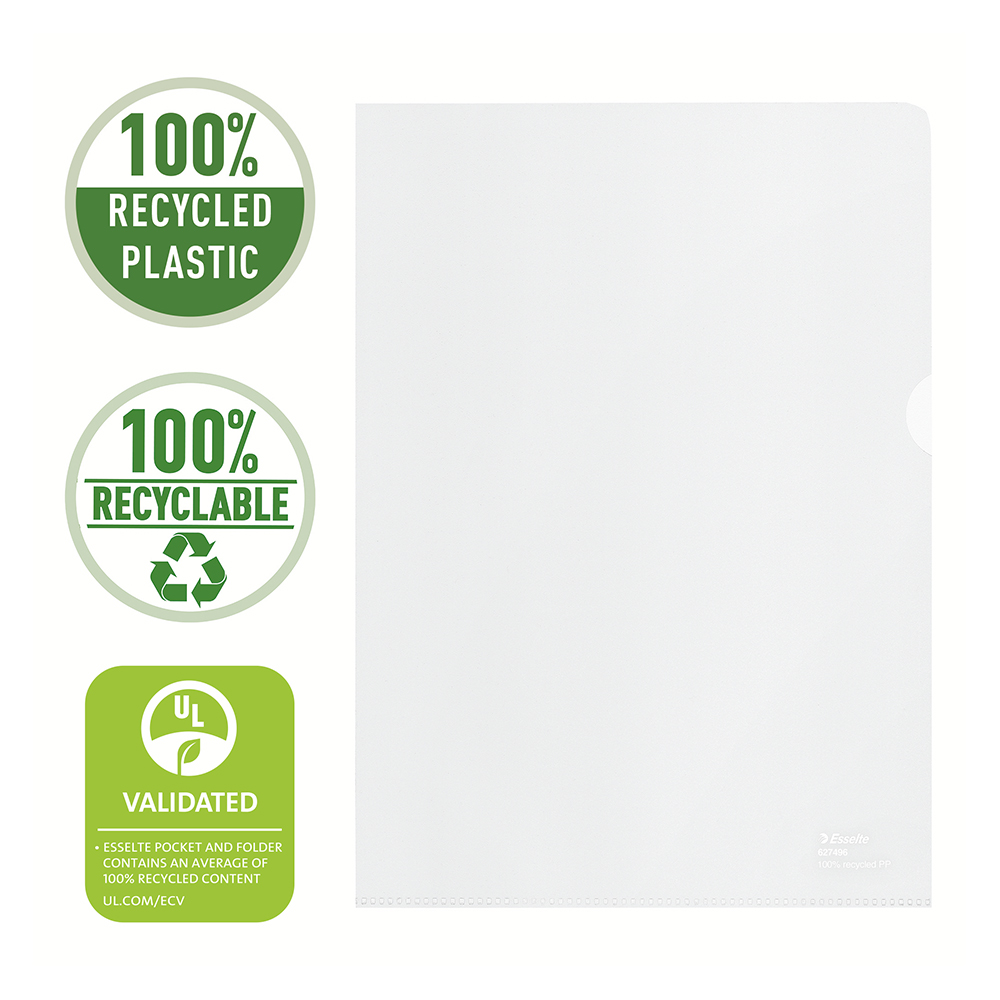 Mapa de protectie Esselte Recycled  PP reciclat  A4  100 mic  100 bucati/cutie  standard