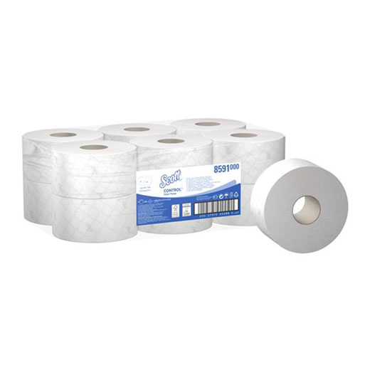 Hartie igienica Kimberly-Clark Scott Control cu derulare centrala  2 straturi  alba  204 m  12 role/bax