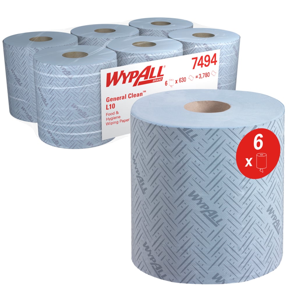 Lavete in rola Kimberly-Clark Wypall L10 alimente si igiena 1 strat 6 role/bax albastre