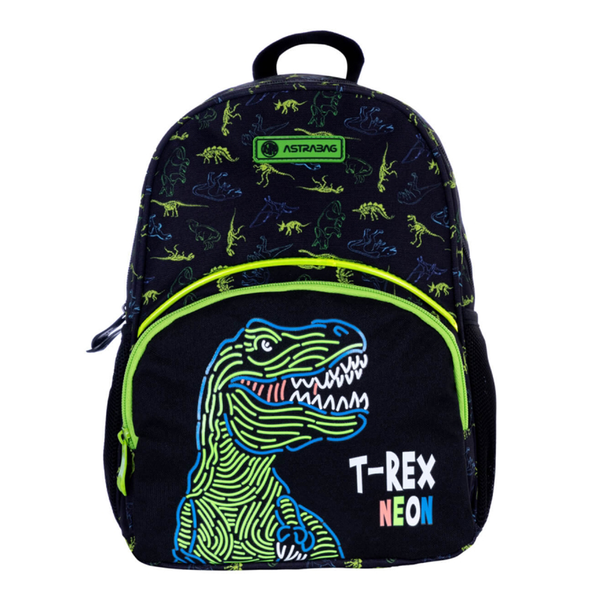 Ghiozdan scolar Astra  1 compartimente  colectia T-Rex Neon