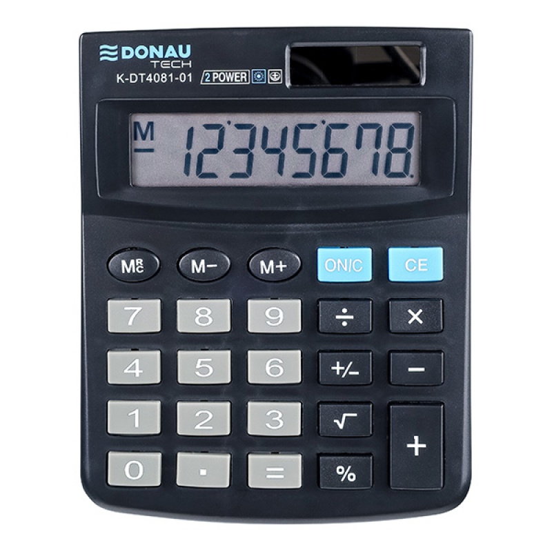 Calculator de birou Donau Tech  130 x 104 x 19 mm  8 digiti  negru